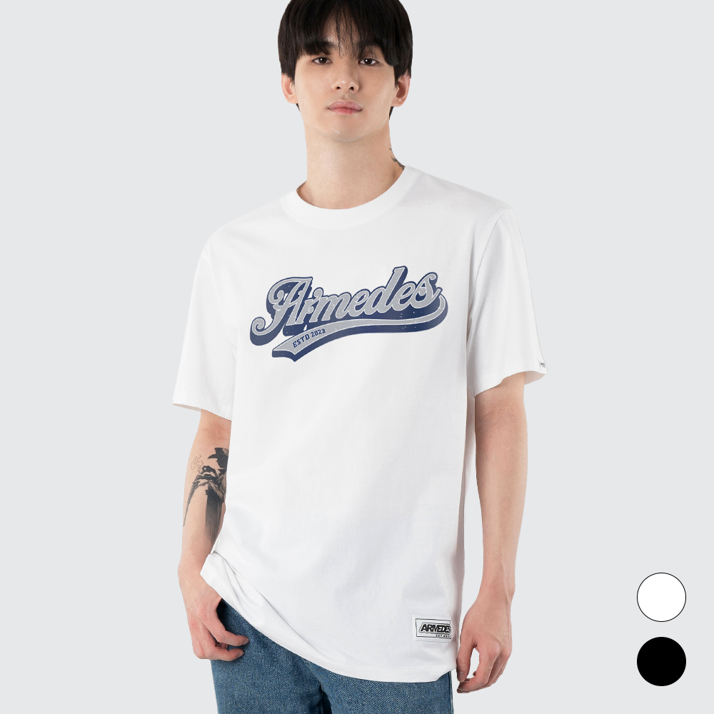 ARMEDES アルメデス 機能性 Tシャツ 接触冷感 吸汗速乾 アートグラフィック 半袖 コットン100% ドライ素材 ユニセックス 男女兼用 S-2XL ブラック/ホワイト オールシーズン AR1008 送料無料
