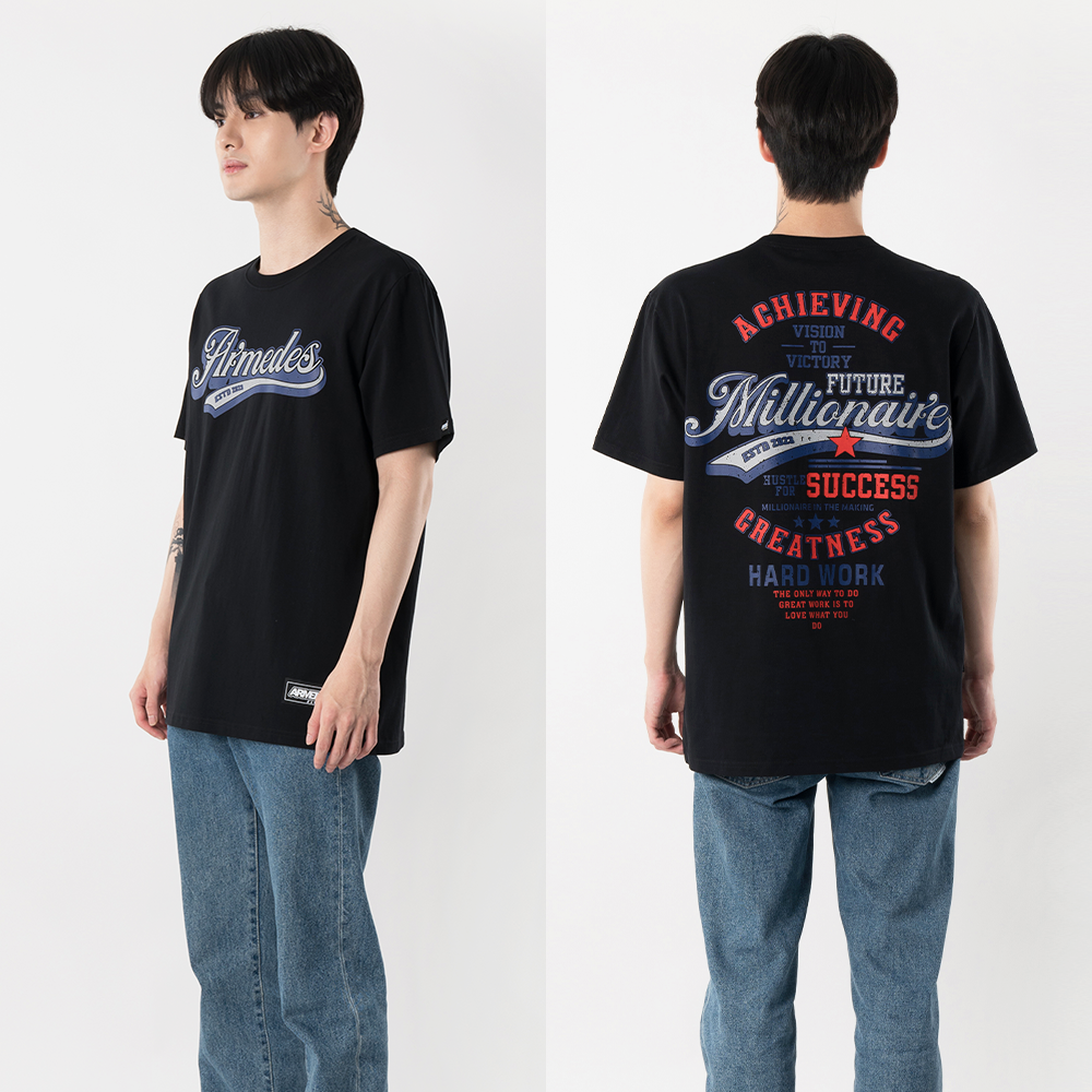 ARMEDES アルメデス 機能性 Tシャツ 接触冷感 吸汗速乾 アートグラフィック 半袖 コットン100% ドライ素材 ユニセックス 男女兼用 S-2XL ブラック/ホワイト オールシーズン AR1008 送料無料