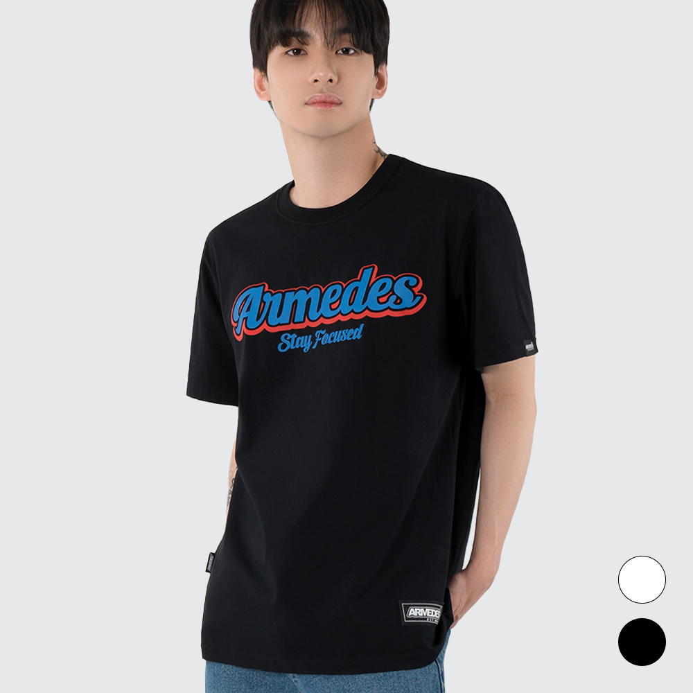 ARMEDES アルメデス 機能性 Tシャツ 接触冷感 吸汗速乾 アートグラフィック 半袖 コットン100% ドライ素材 ユニセックス 男女兼用 S-2XL ブラック/ホワイト オールシーズン AR1009 送料無料