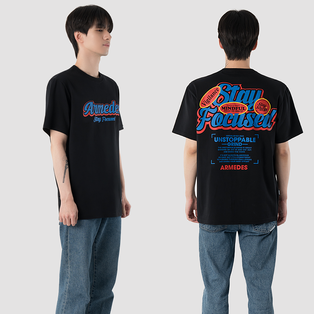 ARMEDES アルメデス 機能性 Tシャツ 接触冷感 吸汗速乾 アートグラフィック 半袖 コットン100% ドライ素材 ユニセックス 男女兼用 S-2XL ブラック/ホワイト オールシーズン AR1009 送料無料
