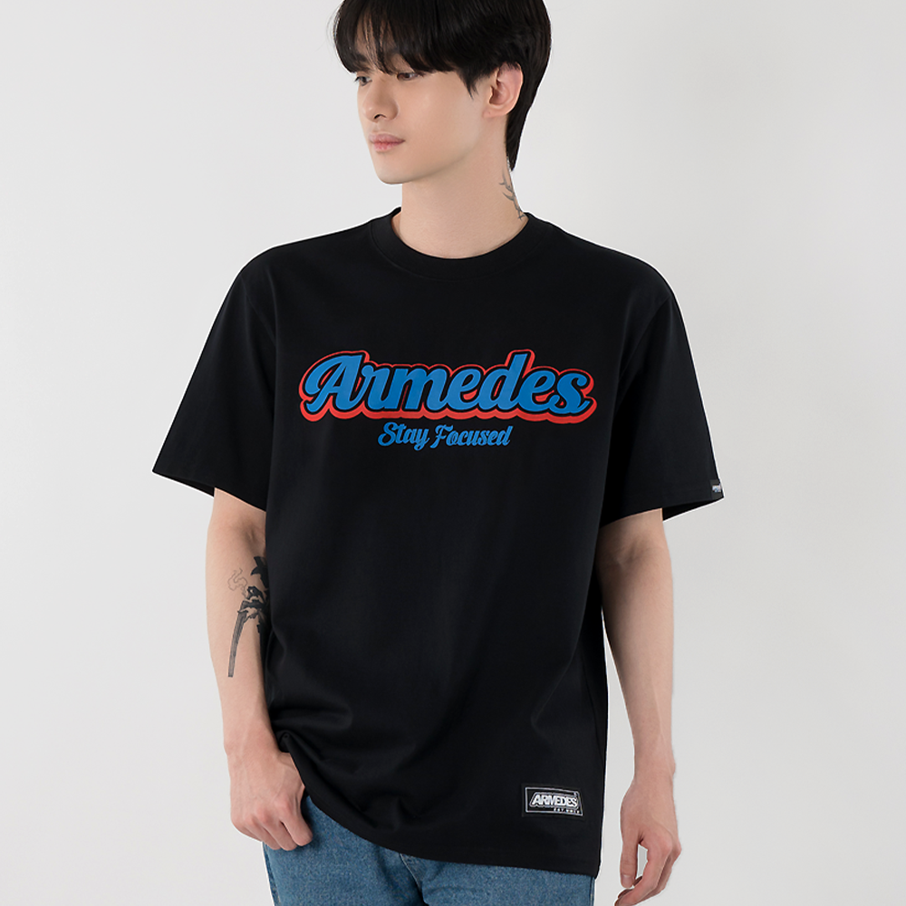 ARMEDES アルメデス 機能性 Tシャツ 接触冷感 吸汗速乾 アートグラフィック 半袖 コットン100% ドライ素材 ユニセックス 男女兼用 S-2XL ブラック/ホワイト オールシーズン AR1009 送料無料