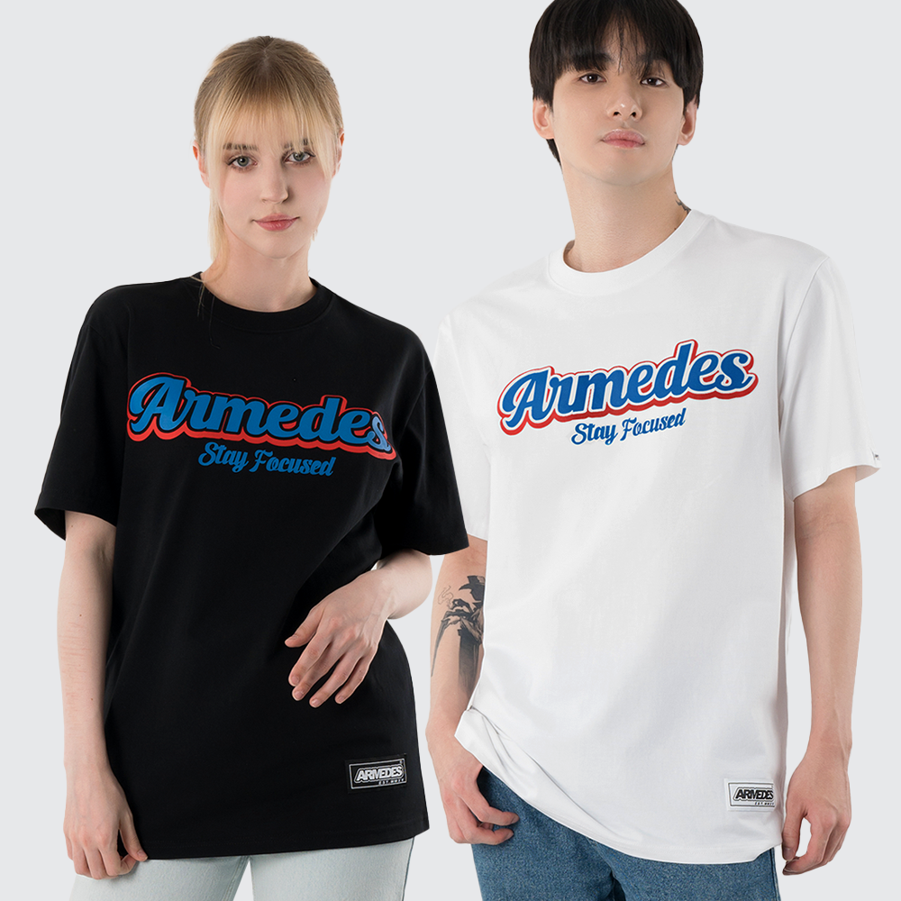 ARMEDES アルメデス 機能性 Tシャツ 接触冷感 吸汗速乾 アートグラフィック 半袖 コットン100% ドライ素材 ユニセックス 男女兼用 S-2XL ブラック/ホワイト オールシーズン AR1009 送料無料