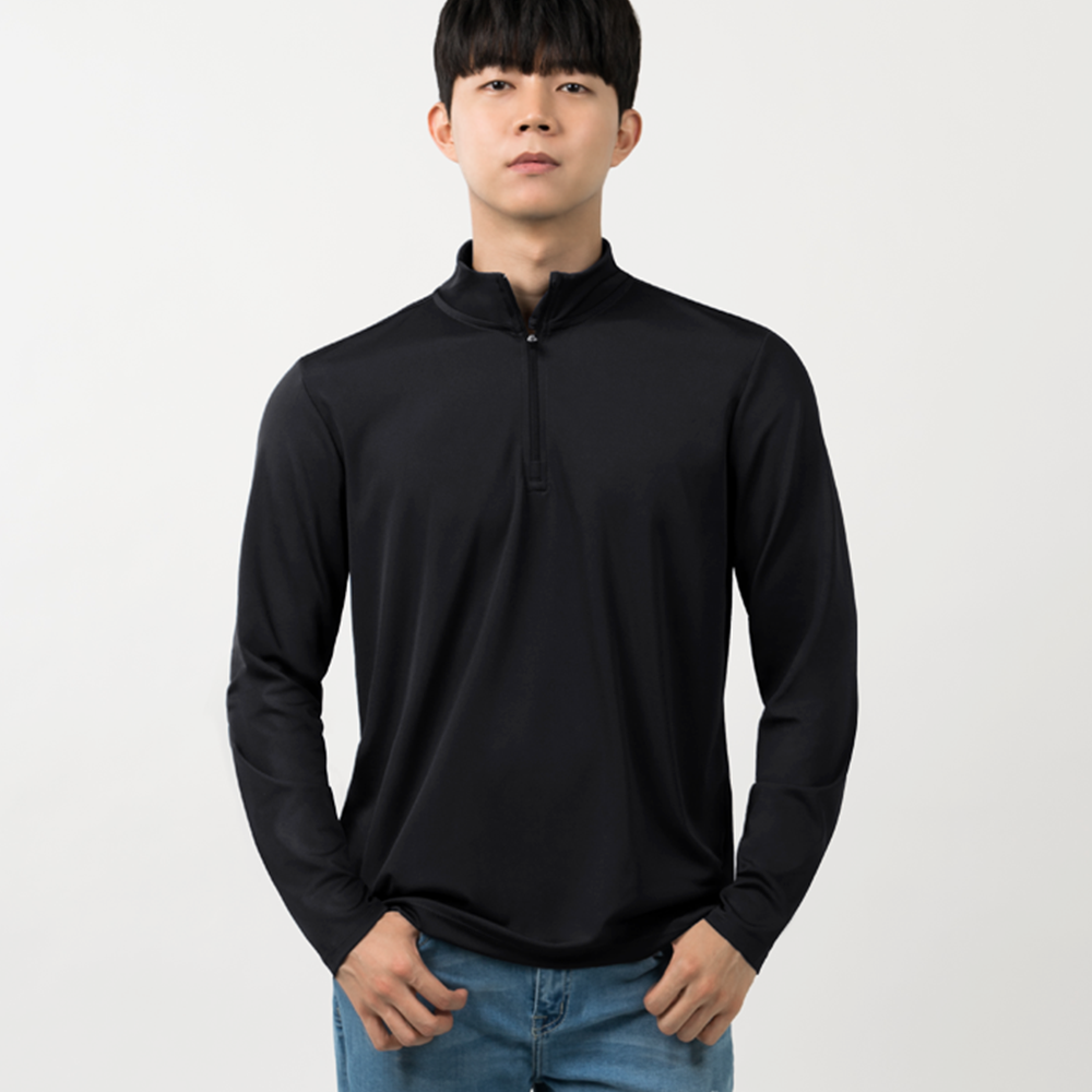 ARMEDES アルメデス Tシャツ 接触冷感 ジップアップ スパッツ 長袖 テックフィット メンズ M-2XL ブラック/ネイビー オールシーズン AR205 送料無料