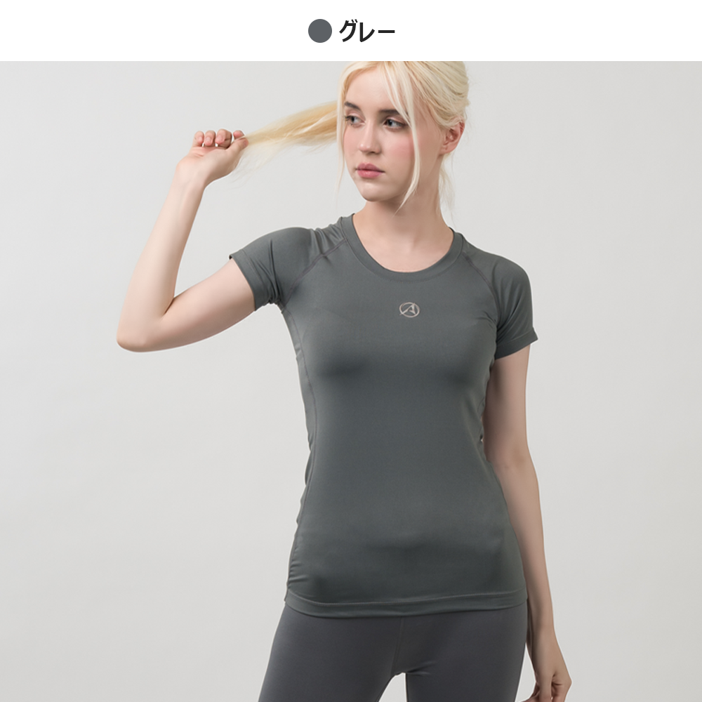 送料無料 ARMEDES アルメデス ラウンドネック 半袖Tシャツ ショート スリーブ 吸汗速乾 ラグランスリーブ レディース オールシーズン フィットネス ジム リラックスフィット ランニング ネコポス(AR-231)