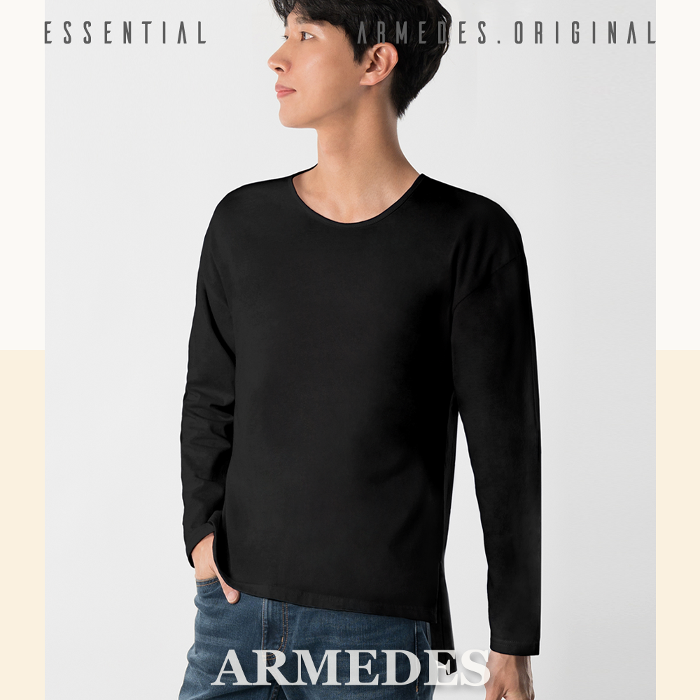 ARMEDES アルメデス Tシャツ 形状記憶 通気性 長袖 ピュアコットン100% ユニセックス 男女兼用 M-2XL ブラック/ホワイト オールシーズン AR510 送料無料