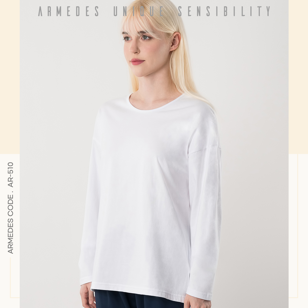 ARMEDES アルメデス Tシャツ 形状記憶 通気性 長袖 ピュアコットン100% ユニセックス 男女兼用 M-2XL ブラック/ホワイト オールシーズン AR510 送料無料