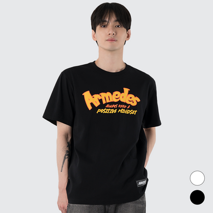 ARMEDES アルメデス 機能性 Tシャツ 接触冷感 吸汗速乾 アートグラフィック 半袖 コットン100％ ドライ素材 ユニセックス 男女兼用 S-2XL ブラック/ホワイト オールシーズン AR1001 送料無料