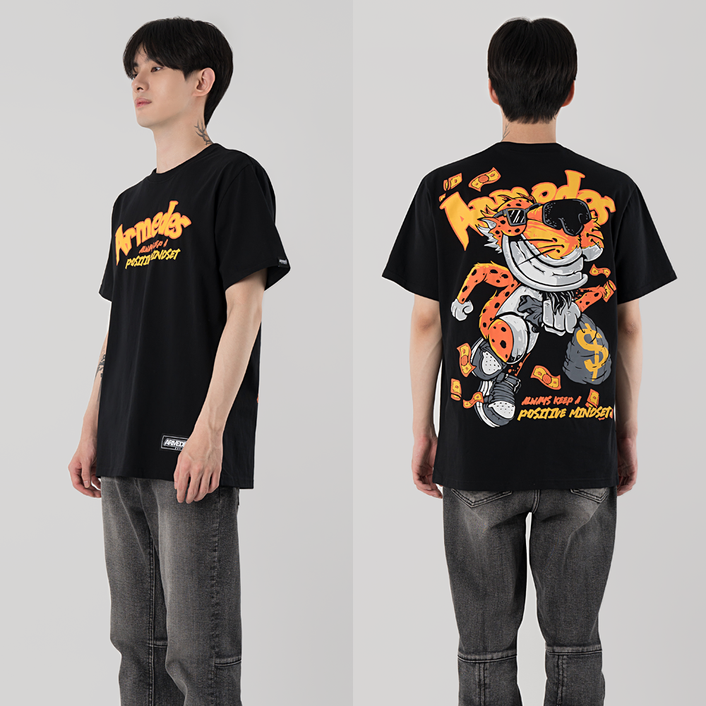 ARMEDES アルメデス 機能性 Tシャツ 接触冷感 吸汗速乾 アートグラフィック 半袖 コットン100％ ドライ素材 ユニセックス 男女兼用 S-2XL ブラック/ホワイト オールシーズン AR1001 送料無料