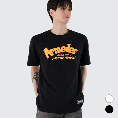 ARMEDES アルメデス 機能性 Tシャツ 接触冷感 吸汗速乾 アートグラフィック 半袖 コットン100％ ドライ素材 ユニセックス 男女兼用 S-2XL ブラック/ホワイト オールシーズン AR1001 送料無料