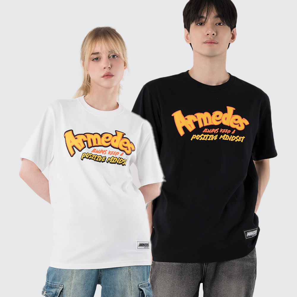 ARMEDES アルメデス 機能性 Tシャツ 接触冷感 吸汗速乾 アートグラフィック 半袖 コットン100％ ドライ素材 ユニセックス 男女兼用 S-2XL ブラック/ホワイト オールシーズン AR1001 送料無料