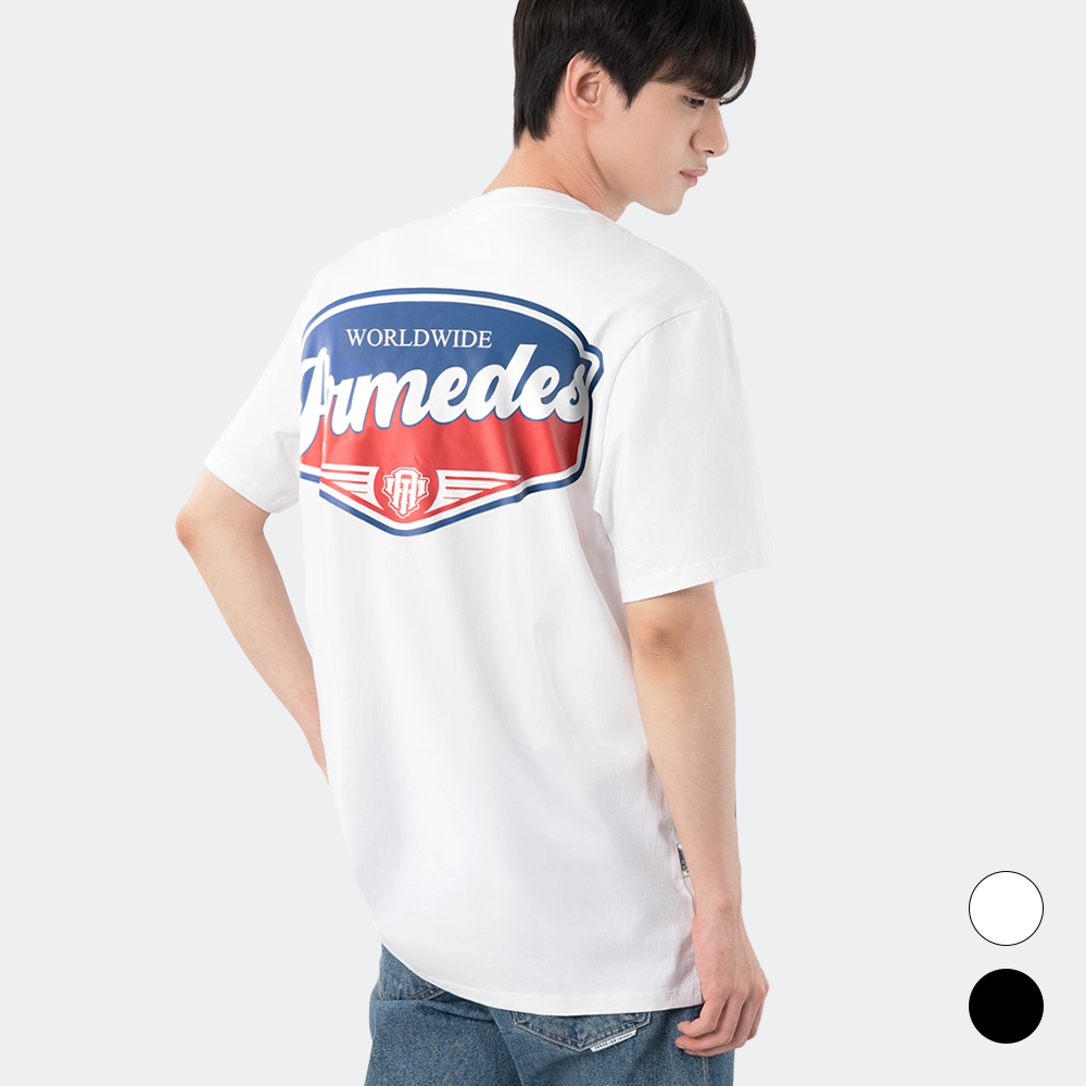 ARMEDES アルメデス 機能性 Tシャツ 接触冷感 吸汗速乾 アートグラフィック 半袖 コットン100％ ドライ素材 ユニセックス 男女兼用 S-2XL ブラック/ホワイト オールシーズン AR1002 送料無料