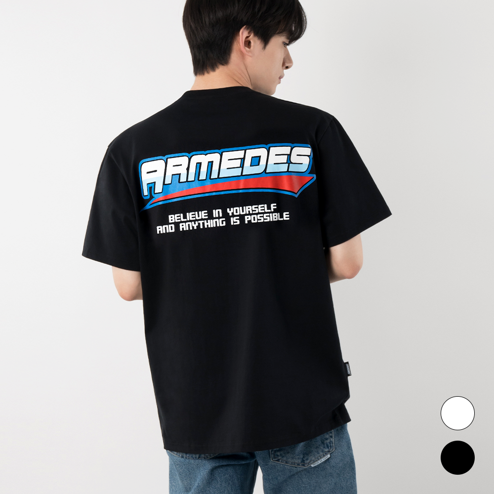 ARMEDES アルメデス 機能性 Tシャツ 接触冷感 吸汗速乾 アートグラフィック 半袖 コットン100％ ドライ素材 ユニセックス 男女兼用 S-2XL ブラック/ホワイト オールシーズン AR1004 送料無料