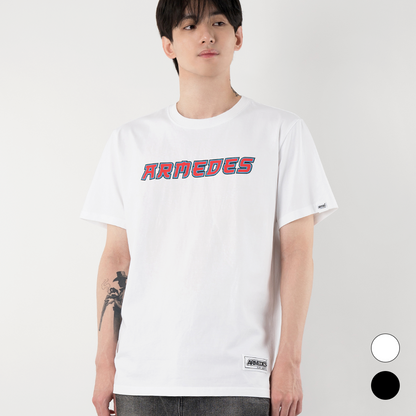 ARMEDES アルメデス 機能性 Tシャツ 接触冷感 吸汗速乾 アートグラフィック 半袖 コットン100％ ドライ素材 ユニセックス 男女兼用 S-2XL ブラック/ホワイト オールシーズン AR1006 送料無料