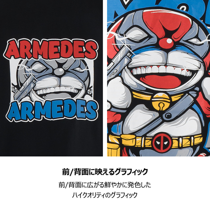 ARMEDES アルメデス 機能性 Tシャツ 接触冷感 吸汗速乾 アートグラフィック 半袖 コットン100％ ドライ素材 ユニセックス 男女兼用 S-2XL ブラック/ホワイト オールシーズン AR1007 送料無料