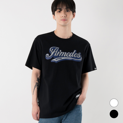 ARMEDES アルメデス 機能性 Tシャツ 接触冷感 吸汗速乾 アートグラフィック 半袖 コットン100％ ドライ素材 ユニセックス 男女兼用 S-2XL ブラック/ホワイト オールシーズン AR1008 送料無料