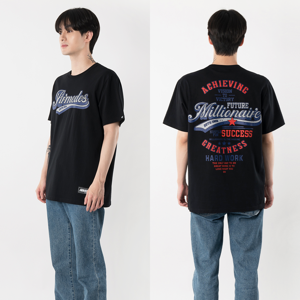 ARMEDES アルメデス 機能性 Tシャツ 接触冷感 吸汗速乾 アートグラフィック 半袖 コットン100％ ドライ素材 ユニセックス 男女兼用 S-2XL ブラック/ホワイト オールシーズン AR1008 送料無料