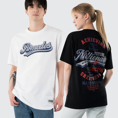 ARMEDES アルメデス 機能性 Tシャツ 接触冷感 吸汗速乾 アートグラフィック 半袖 コットン100％ ドライ素材 ユニセックス 男女兼用 S-2XL ブラック/ホワイト オールシーズン AR1008 送料無料