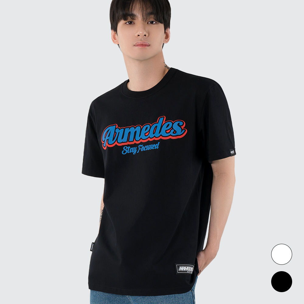 ARMEDES アルメデス 機能性 Tシャツ 接触冷感 吸汗速乾 アートグラフィック 半袖 コットン100％ ドライ素材 ユニセックス 男女兼用 S-2XL ブラック/ホワイト オールシーズン AR1009 送料無料