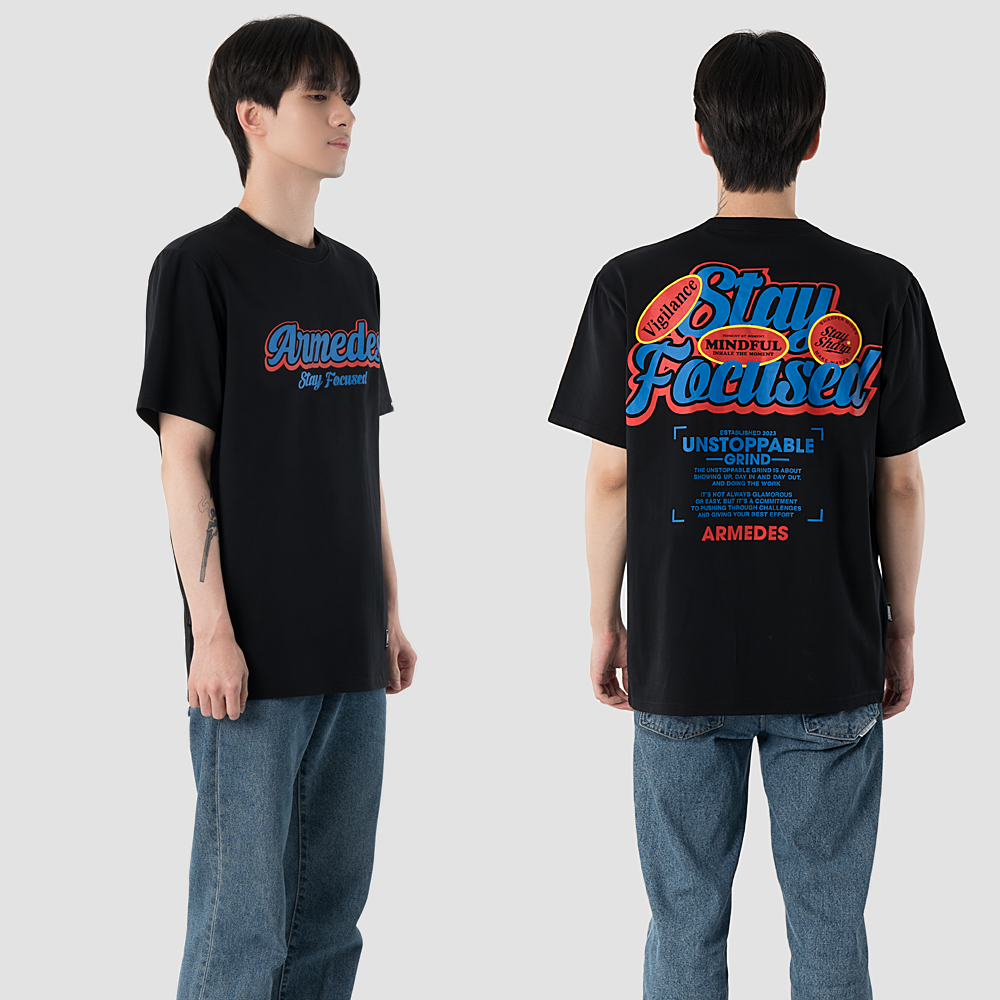 ARMEDES アルメデス 機能性 Tシャツ 接触冷感 吸汗速乾 アートグラフィック 半袖 コットン100％ ドライ素材 ユニセックス 男女兼用 S-2XL ブラック/ホワイト オールシーズン AR1009 送料無料