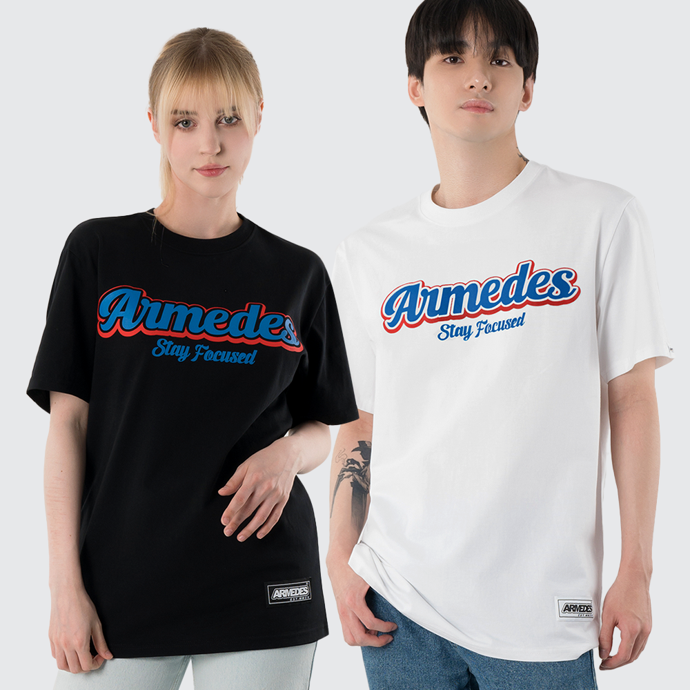 ARMEDES アルメデス 機能性 Tシャツ 接触冷感 吸汗速乾 アートグラフィック 半袖 コットン100％ ドライ素材 ユニセックス 男女兼用 S-2XL ブラック/ホワイト オールシーズン AR1009 送料無料