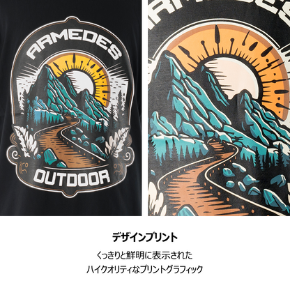 ARMEDES アルメデス 機能性 Tシャツ 接触冷感 吸汗速乾 アートグラフィック 半袖 コットン100％ ドライ素材 ユニセックス 男女兼用 S-2XL ブラック/ホワイト オールシーズン AR1010 送料無料