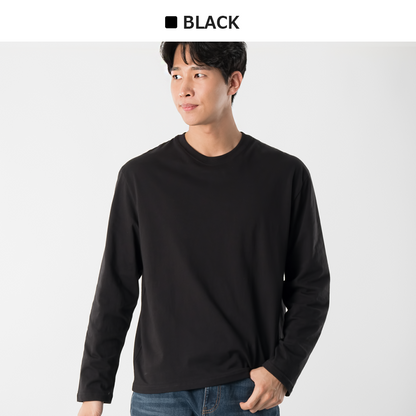 ARMEDES アルメデス Tシャツ 形状記憶 長袖 プレミアム クルーネック コットン100％ ピュアコットン メンズ M-2XL ブラック/ホワイト オールシーズン AR508 送料無料