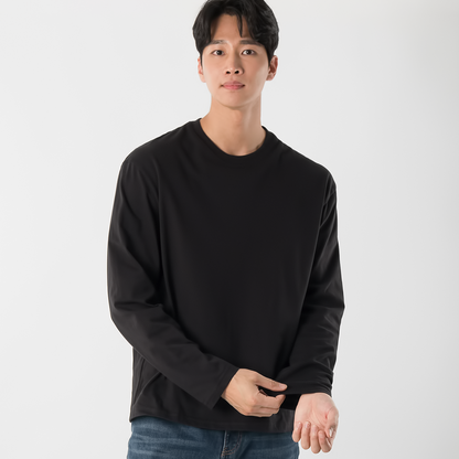 ARMEDES アルメデス Tシャツ 形状記憶 長袖 プレミアム クルーネック コットン100％ ピュアコットン メンズ M-2XL ブラック/ホワイト オールシーズン AR508 送料無料