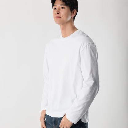 ARMEDES アルメデス Tシャツ 形状記憶 長袖 プレミアム クルーネック コットン100％ ピュアコットン メンズ M-2XL ブラック/ホワイト オールシーズン AR508 送料無料