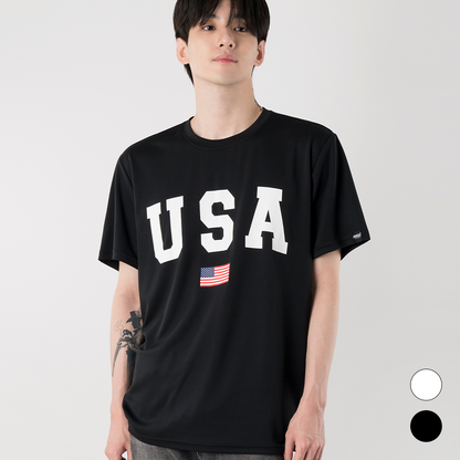 ARMEDES アルメデス Tシャツ 接触冷感 吸汗速乾 アートグラフィック 半袖 ドライ素材 ユニセックス 男女兼用 S-3XL ブラック/ホワイト オールシーズン AR804 送料無料