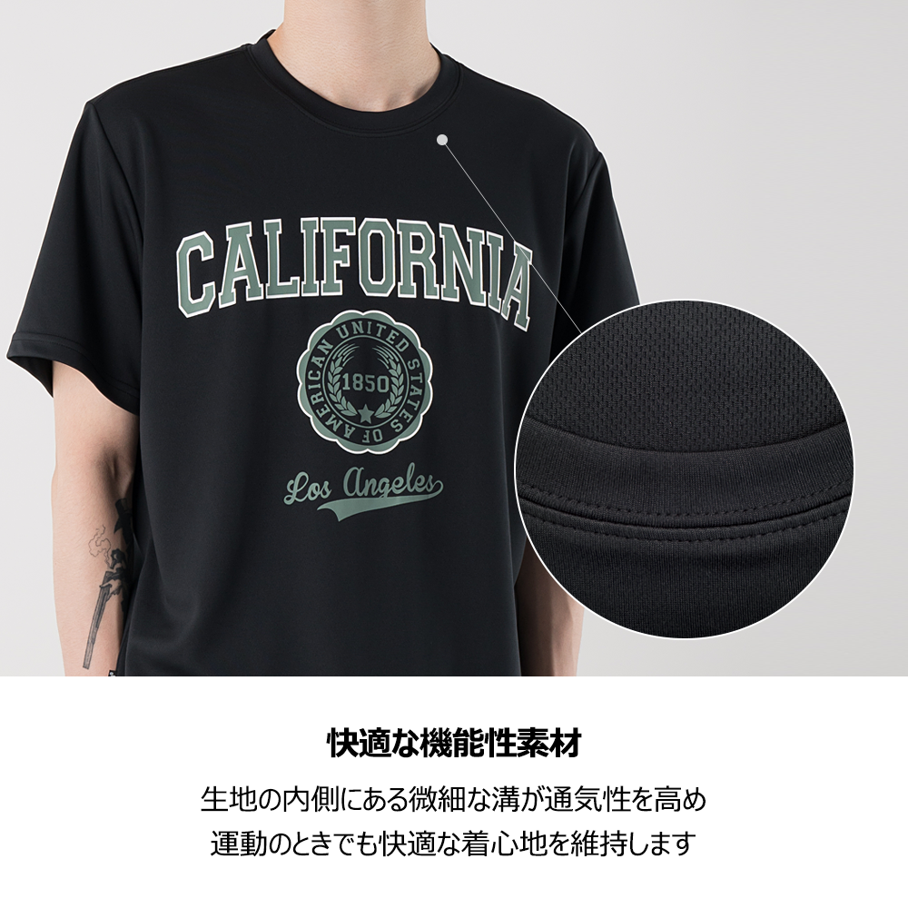 ARMEDES アルメデス Tシャツ 接触冷感 吸汗速乾 アートグラフィック 半袖 ドライ素材 ユニセックス 男女兼用 S-3XL ブラック/ホワイト オールシーズン AR805 送料無料