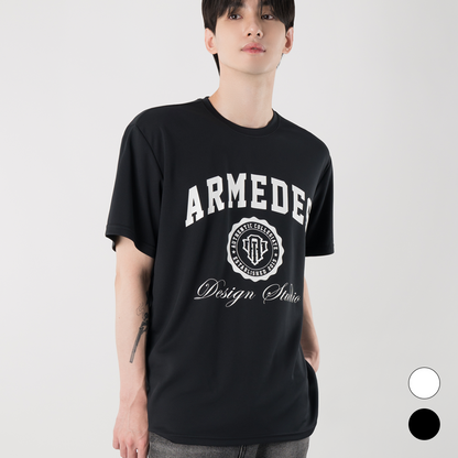 ARMEDES アルメデス Tシャツ 接触冷感 吸汗速乾 アートグラフィック 半袖 ドライ素材 ユニセックス 男女兼用 S-3XL ブラック/ホワイト オールシーズン AR807 送料無料