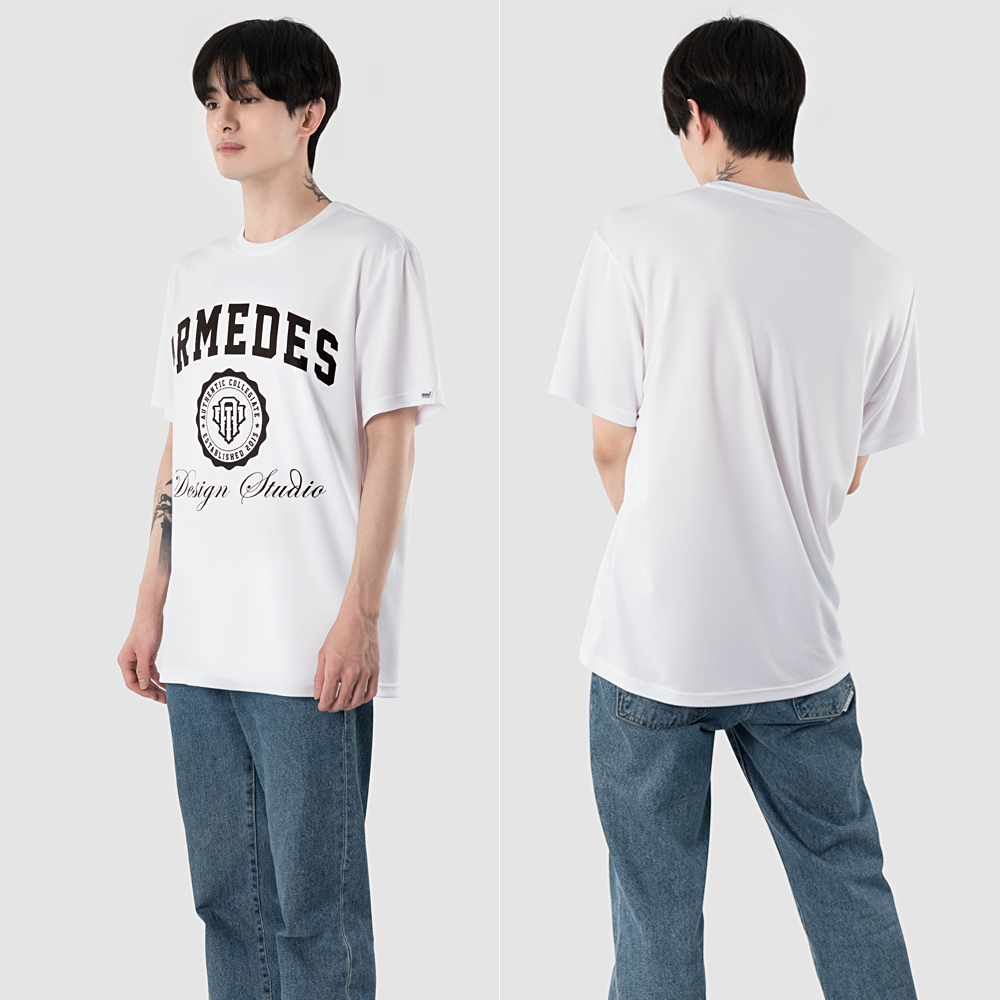 ARMEDES アルメデス Tシャツ 接触冷感 吸汗速乾 アートグラフィック 半袖 ドライ素材 ユニセックス 男女兼用 S-3XL ブラック/ホワイト オールシーズン AR807 送料無料