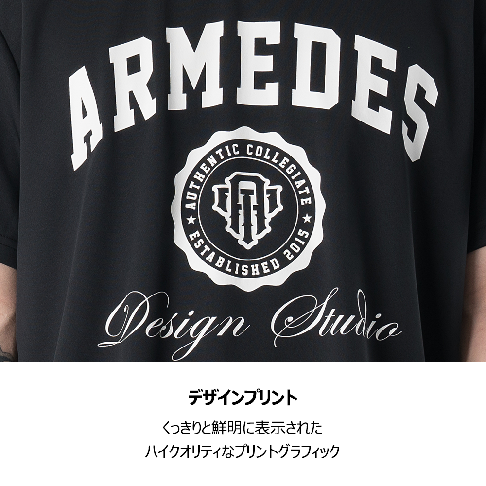 ARMEDES アルメデス Tシャツ 接触冷感 吸汗速乾 アートグラフィック 半袖 ドライ素材 ユニセックス 男女兼用 S-3XL ブラック/ホワイト オールシーズン AR807 送料無料