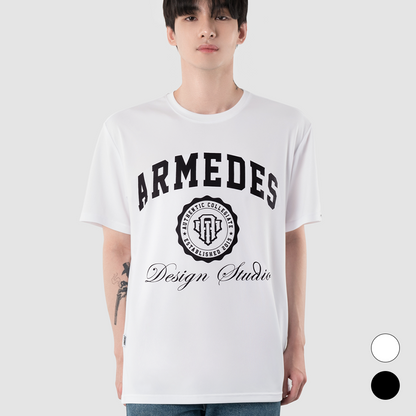 ARMEDES アルメデス Tシャツ 接触冷感 吸汗速乾 アートグラフィック 半袖 ドライ素材 ユニセックス 男女兼用 S-3XL ブラック/ホワイト オールシーズン AR807 送料無料