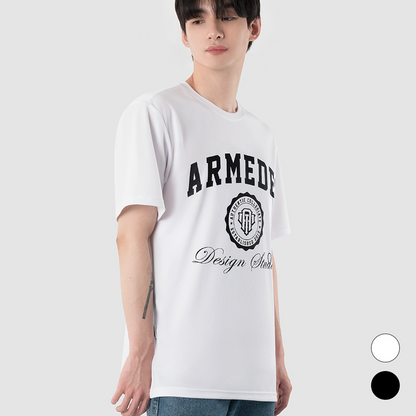 ARMEDES アルメデス Tシャツ 接触冷感 吸汗速乾 アートグラフィック 半袖 ドライ素材 ユニセックス 男女兼用 S-3XL ブラック/ホワイト オールシーズン AR807 送料無料