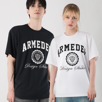 ARMEDES アルメデス Tシャツ 接触冷感 吸汗速乾 アートグラフィック 半袖 ドライ素材 ユニセックス 男女兼用 S-3XL ブラック/ホワイト オールシーズン AR807 送料無料