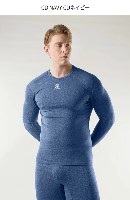 【ARMEDES】 アルメデス 冬用 メンズ 長袖 防寒 起毛 コンプレッションインナー クールネック ラウンドネック 加圧シャツ 伸縮性 吸汗速乾 スポーツインナー テックフィット メンズ 長袖 UVカット 紫外線対策 通気性 速乾性 送料無料 M-2XL 全5色 AR34