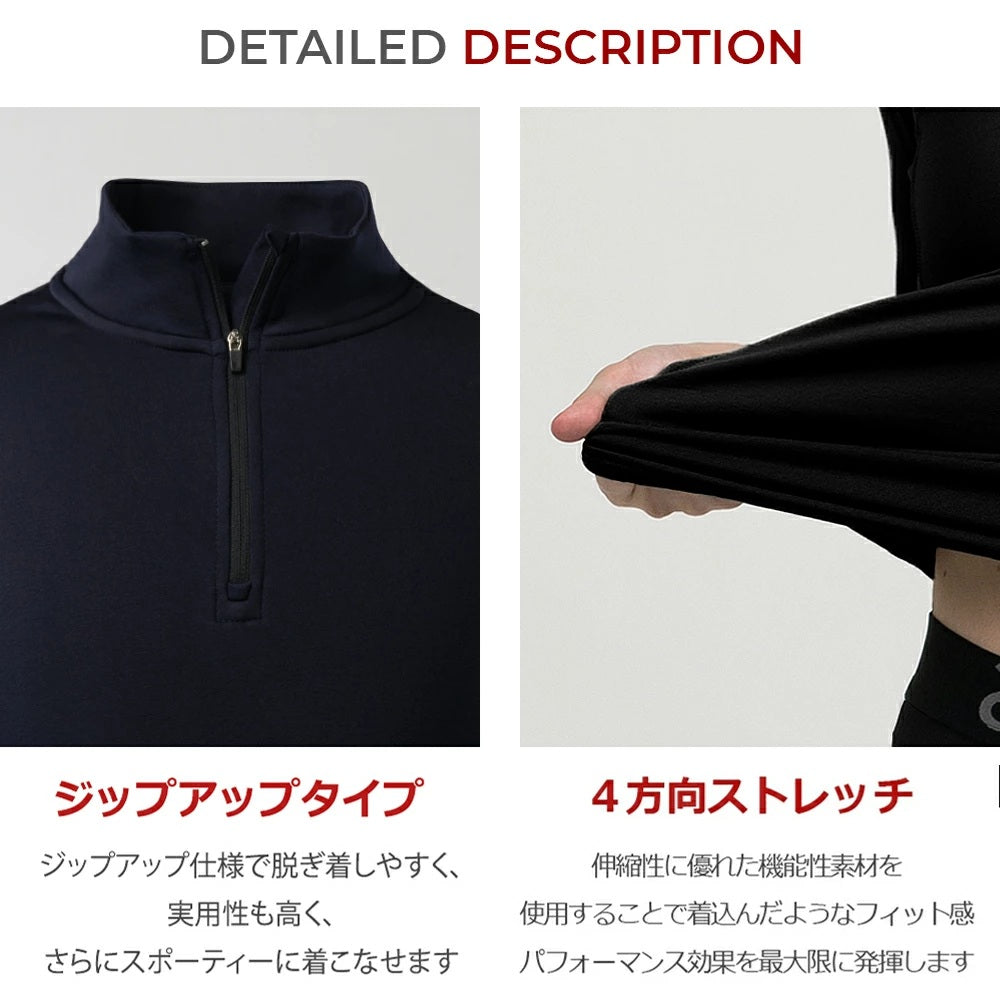 【ARMEDES】 アルメデス 発熱 インナー レディース ハーフジップ 裏起毛 長袖 ハイネック カットソー 暖かい 極暖 吸湿発熱 ストレッチ ゴルフウェア スポーツ ランニング 防寒 秋冬 肌着 トップス AR41