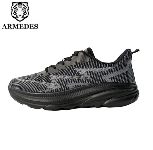 ランニングシューズ メンズ スニーカー 軽量 メッシュ 通気性 疲れにくい ウォーキングシューズ 運動靴 ジム ジョギング トレーニング シューズ 通勤 通学 立ち仕事 黒 ブラック ARMEDES アルメデス AR-2002