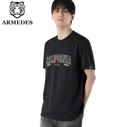 ARMEDES アルメデス Tシャツ 接触冷感 吸汗速乾 アートグラフィック 半袖 ドライ素材 ユニセックス 男女兼用 S-3XL ブラック/ホワイト オールシーズン AR801 送料無料