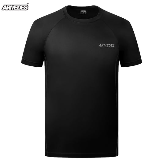 送料無料 ARMEDES アルメデス スーパードライ アンダーレイヤー 半袖Tシャツ 接触冷感 吸汗速乾 優れた伸縮性 UVカット メンズ オールシーズン インナー M-XXL | アンダーウェア トレーニングウェア コンプレッションインナー フィットネス ランニング Tシャツ ネコポス