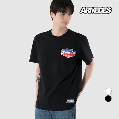 ARMEDES アルメデス 機能性 Tシャツ 接触冷感 吸汗速乾 アートグラフィック 半袖 コットン100％ ドライ素材 ユニセックス 男女兼用 S-2XL ブラック/ホワイト オールシーズン AR1002 送料無料