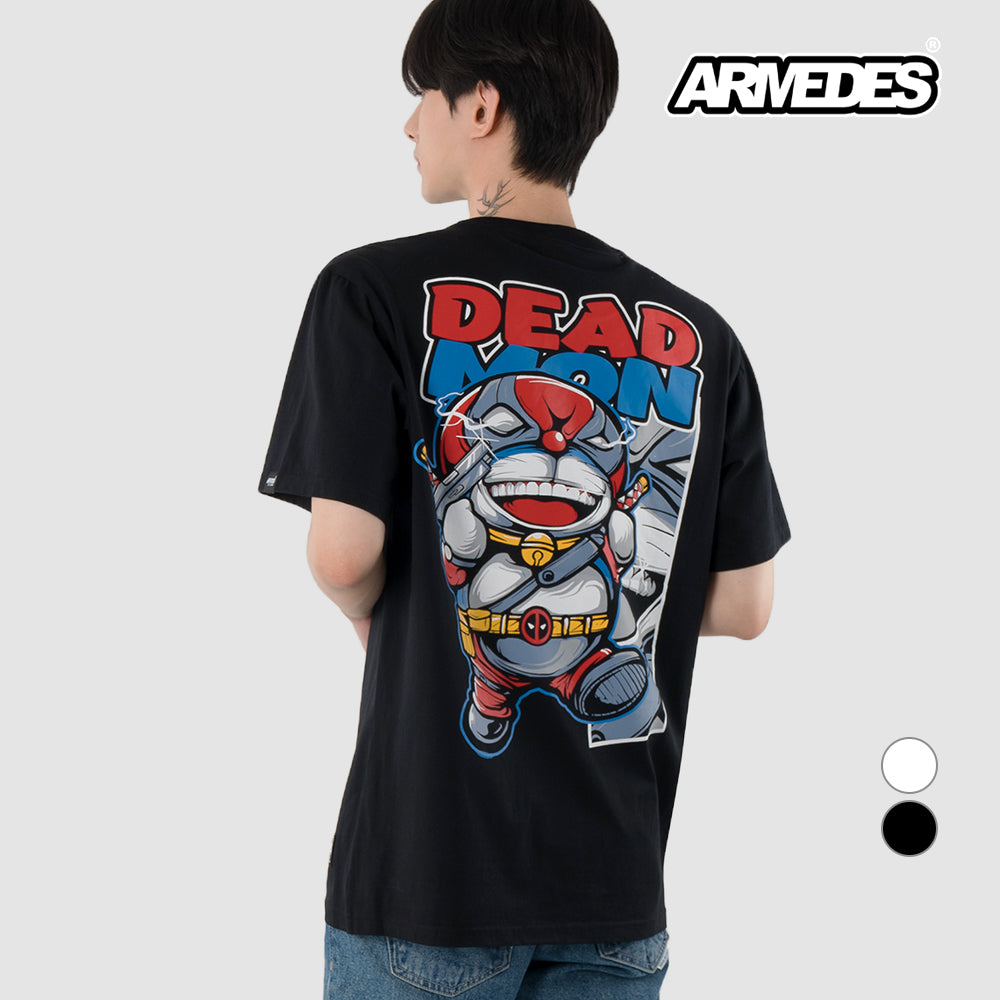 ARMEDES アルメデス 機能性 Tシャツ 接触冷感 吸汗速乾 アートグラフィック 半袖 コットン100％ ドライ素材 ユニセックス 男女兼用 S-2XL ブラック/ホワイト オールシーズン AR1007 送料無料