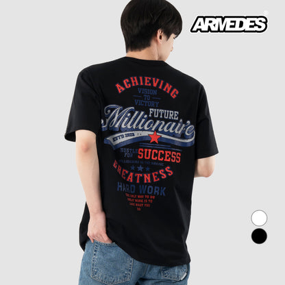 ARMEDES アルメデス 機能性 Tシャツ 接触冷感 吸汗速乾 アートグラフィック 半袖 コットン100％ ドライ素材 ユニセックス 男女兼用 S-2XL ブラック/ホワイト オールシーズン AR1008 送料無料