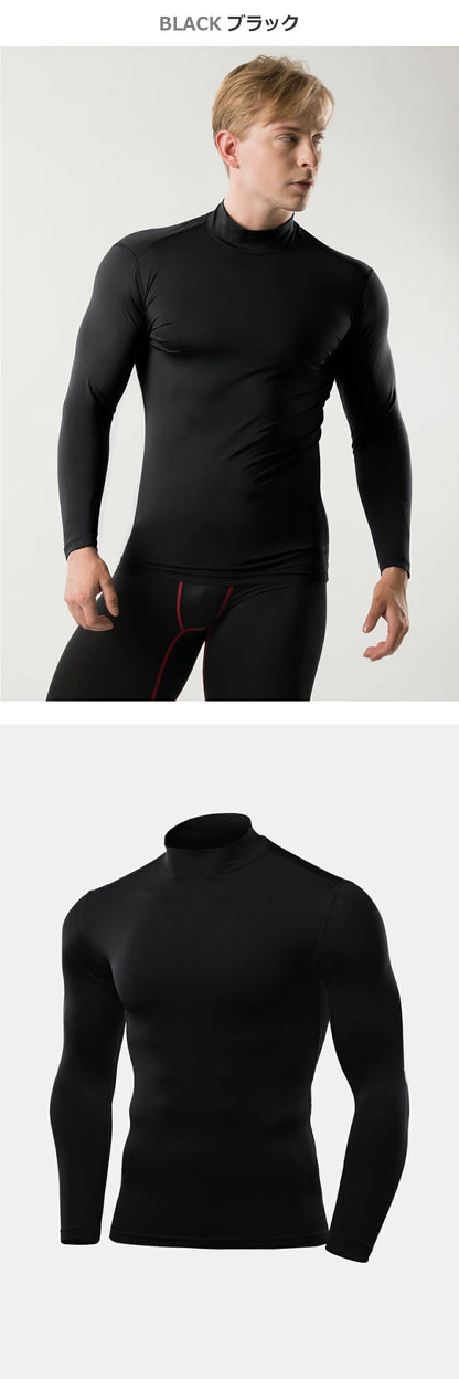 ARMEDES アルメデス コンプレッション インナー ヒートテック 発熱 防寒 保温 長袖 ハイネック 起毛 メンズ M-2XL ブラック 秋 冬 AR25 送料無料