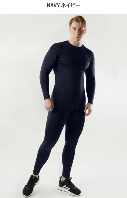 【ARMEDES】 アルメデス 発熱 防寒 保温 起毛 コンプレッションインナー ロングタイツ 9分丈 前閉じ ボトムス 秋 冬 スーパードライ テックフィット メンズ 吸汗速乾 伸縮性 速乾性 スポーツインナー トレーニング ジム 送料無料 M-2XL ブラック ネイビー AR23