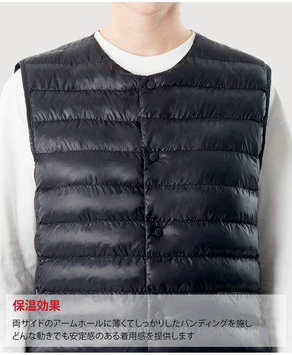 ARMEDES アルメデス 防寒ベスト ダウンベスト Uネック メンズ 男女兼用 秋冬 キルティング シンプルで無地ベスト 中綿ベスト 冬 防寒 おしゃれ メンズ アウター 保温性 男性 ベスト 軽量 あったか AR613
