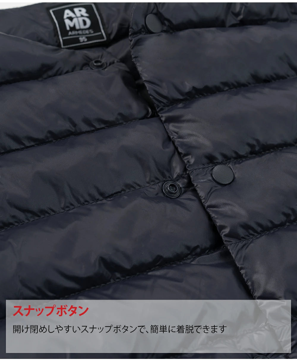 ARMEDES アルメデス 防寒ベスト ダウンベスト Uネック メンズ 男女兼用 秋冬 キルティング シンプルで無地ベスト 中綿ベスト 冬 防寒 おしゃれ メンズ アウター 保温性 男性 ベスト 軽量 あったか AR613