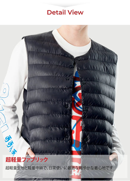 ARMEDES アルメデス 防寒ベスト ダウンベスト Uネック メンズ 男女兼用 秋冬 キルティング シンプルで無地ベスト 中綿ベスト 冬 防寒 おしゃれ メンズ アウター 保温性 男性 ベスト 軽量 あったか AR613
