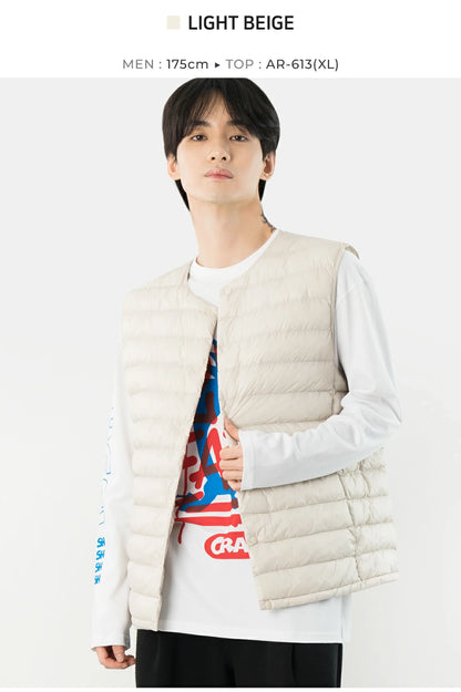 ARMEDES アルメデス 防寒ベスト ダウンベスト Uネック メンズ 男女兼用 秋冬 キルティング シンプルで無地ベスト 中綿ベスト 冬 防寒 おしゃれ メンズ アウター 保温性 男性 ベスト 軽量 あったか AR613